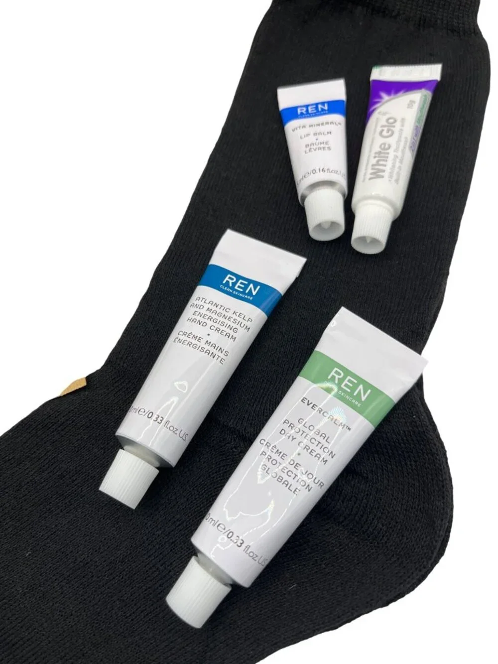 Travel Essentials Kit With REN Skincare Bamboo Toothbrush Socks & Red Pouch 70g